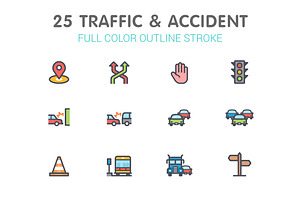 Traffic and Accident Color Icon