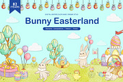 Bunny Easterland – Watercolor Easter, an Animal Illustration by CreativeValuation (Thumbnail 1 of 11)