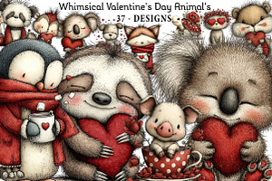 Whimsical Valentine's Day Animal's P, an Illustration by Daily.Designs