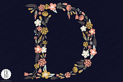 Floral letters, monogram, floral KUD, a Decorative Illustration by GrafikBoutique (Thumbnail 3 of 3)