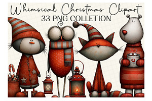 Whimsical Christmas Clipart, an Illustration by DreamCafeArt