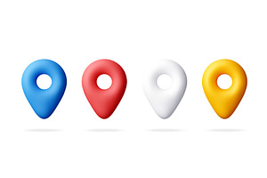 Set of colorful 3d map pointer icons, an Object Illustration by Abscent