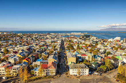 Reykjavik in iceland viewed from above stock photo containing hallgrimskirkja, an Architecture Photo by Nick Fox