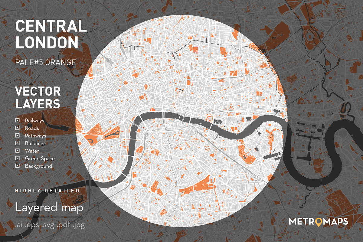 London Map – Orange, an Illustration by MetroMaps (Photo 3 of 3)