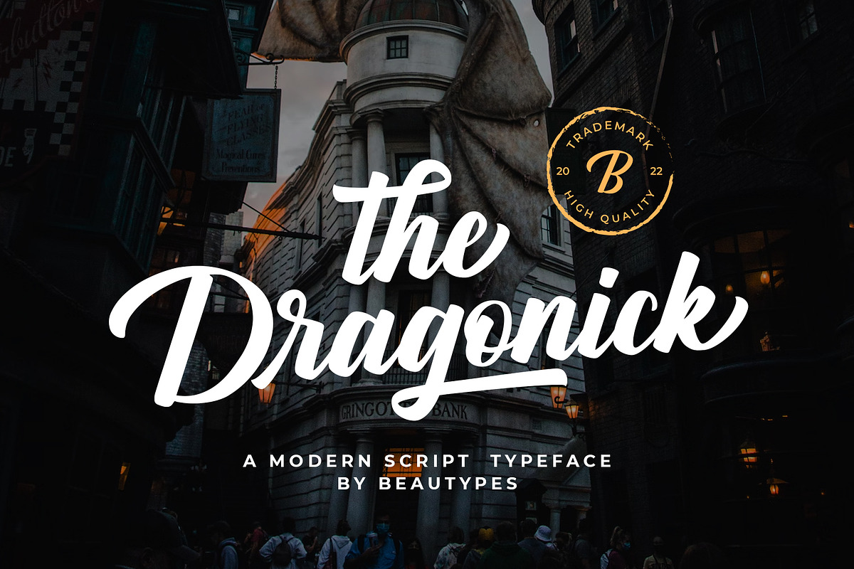 The Dragonick Script Font, a Script Font by Beautypes (Photo 1 of 7)