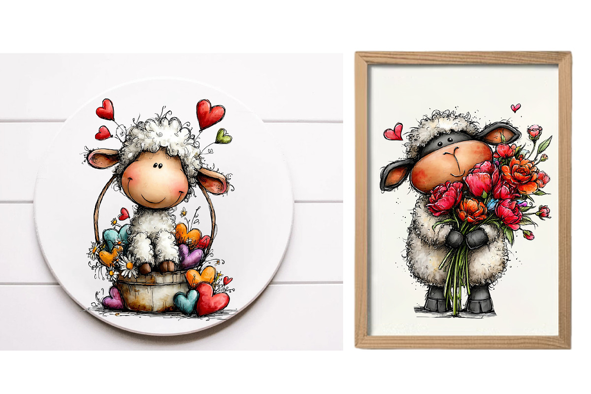 Funny Valentine Sheep Clipart, an Illustration by Designworld (Photo 3 of 6)