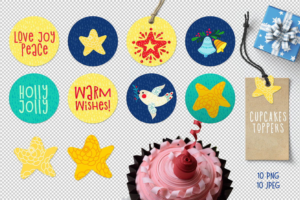 Christmas Gift Tag, cupcakes toppers, an Object Graphic by KundolaArt (Photo 3 of 5)
