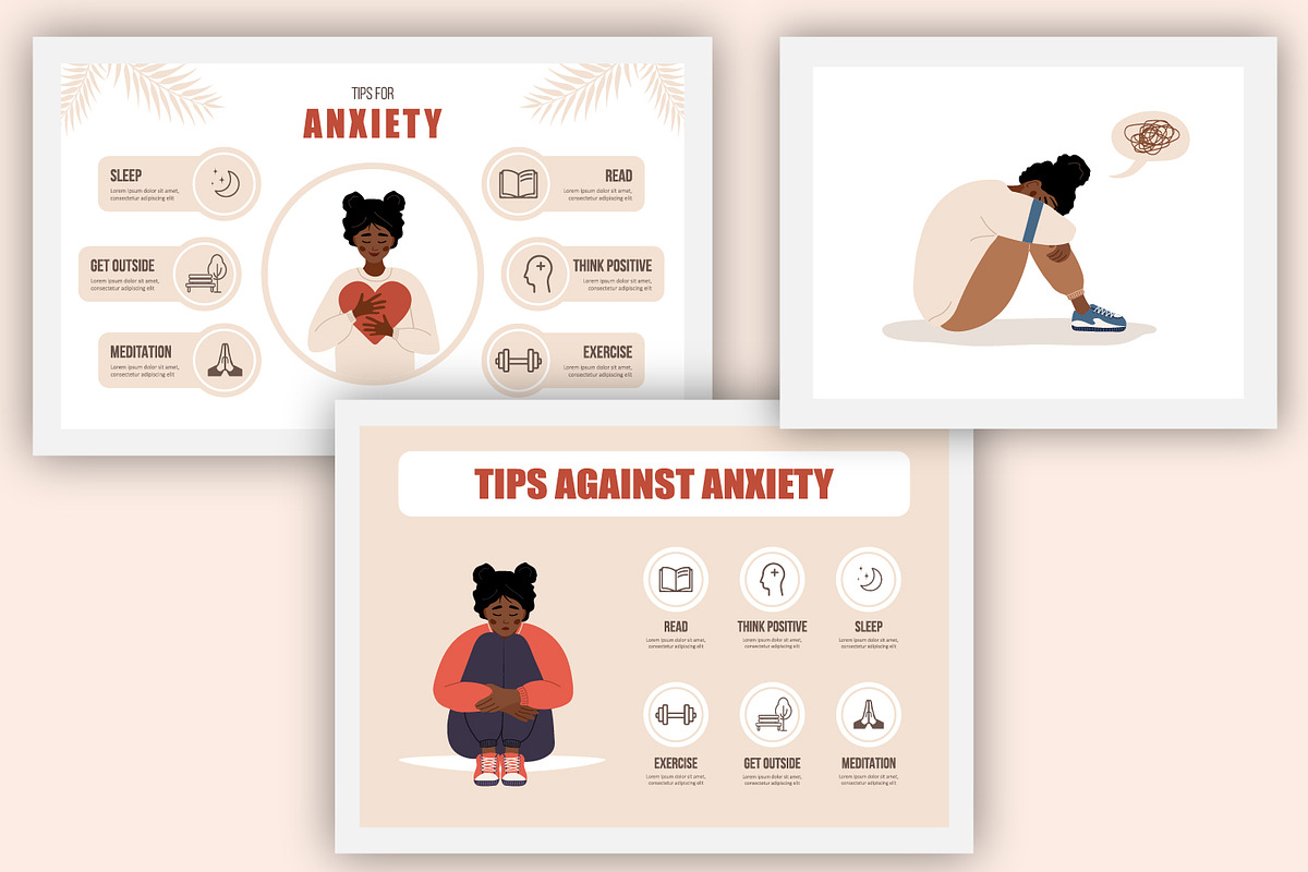 Mental Health african woman, a Healthcare Illustration by KeronnArt (Photo 3 of 8)