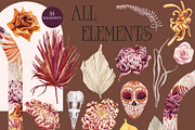 Watercolor set Dia de Muertos, a Decorative Illustration by Antikva17 (Thumbnail 9 of 10)