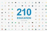 210 Education Flat icons, an Outline Icon by Dinosoftlabs (Thumbnail 1 of 2)