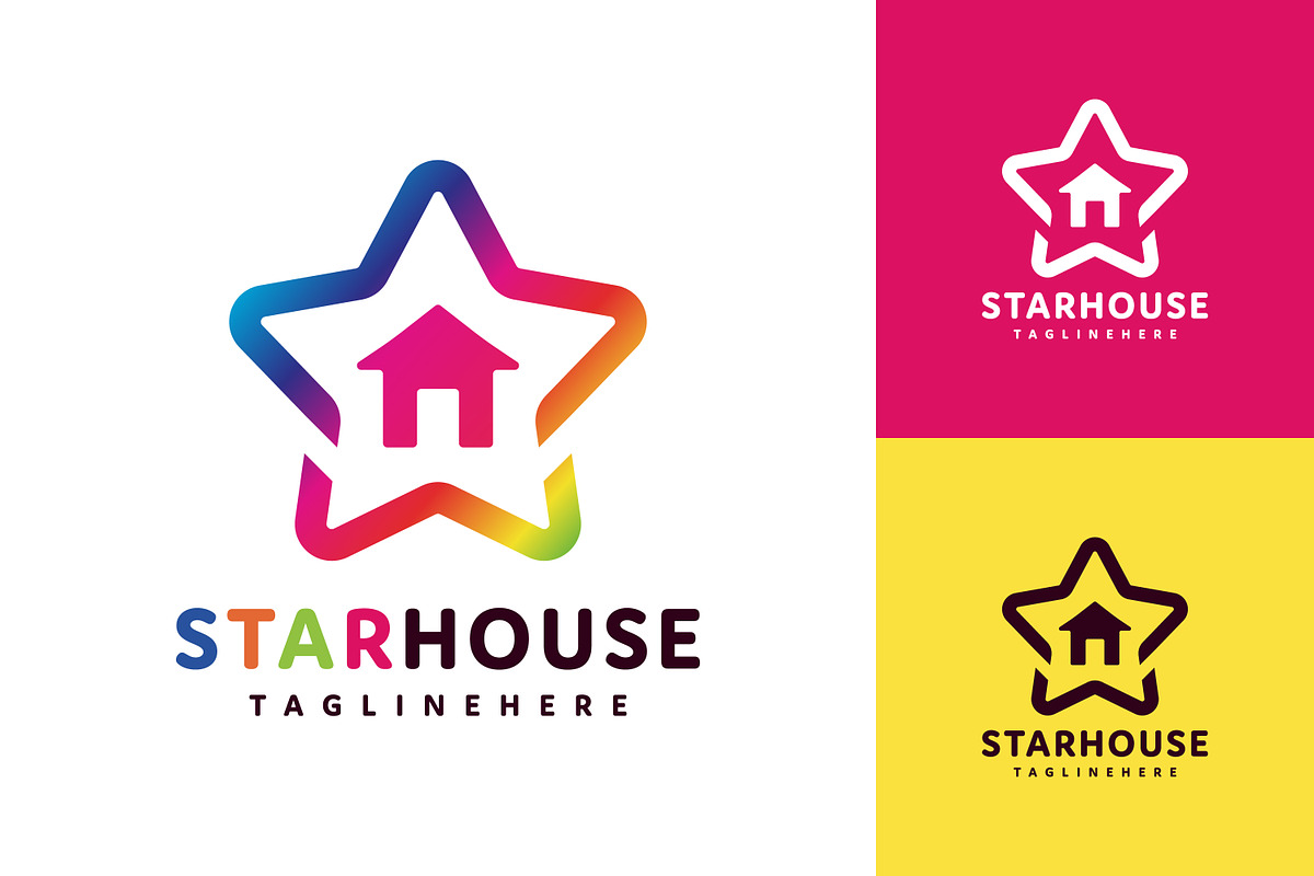 Gradient star house logo design, a Branding & Logo Template by Saba Vector