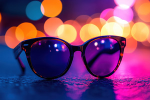 Sunglasses resting on a glossy surfa, a Photo by Iftikhar Alam