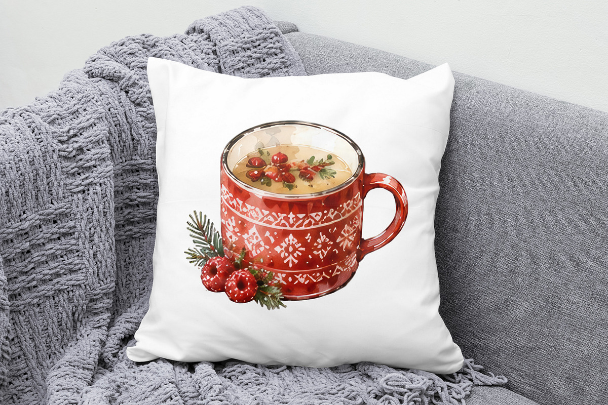 Watercolor Christmas drinks PNG, a Decorative Illustration by dashtik (Photo 2 of 6)