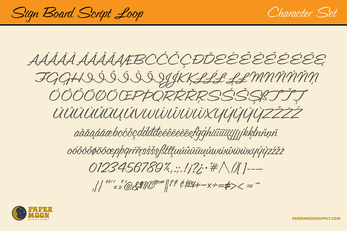 Signboard Script Retro Script Font, a Font by Paper Moon Graphic Supply