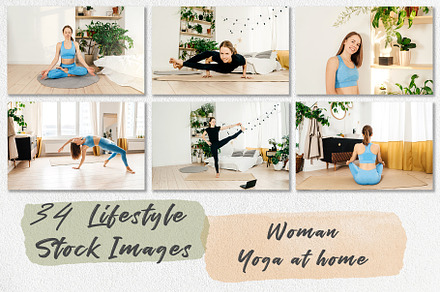Woman. Yoga at home.