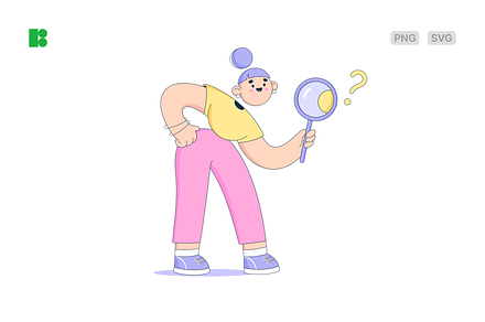 Woman seeker with magnifying glass