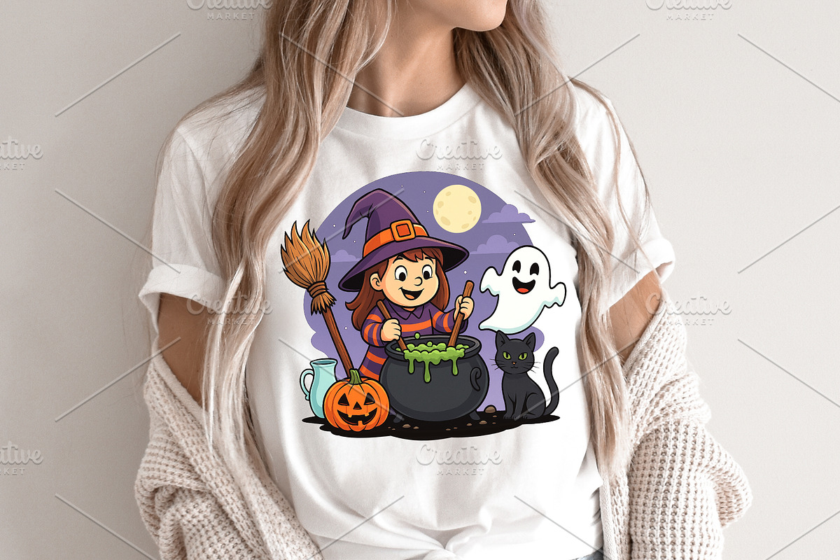 Cute Halloween Witch Cauldron., a Decorative Illustration by kaisorn (Photo 5 of 6)