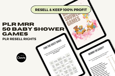 PLR MRR Baby Shower Games Bundle, an Invitation Template by The Thrive Society