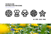50 Spring Flowers Icons, an Outline Icon by Side Project (Thumbnail 1 of 7)