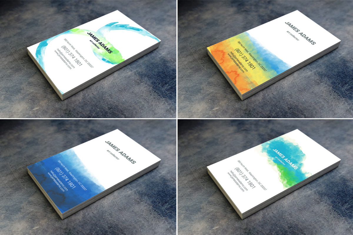 15 Watercolor Business Cards, a Business Card Template by cesgra (Photo 2 of 5)
