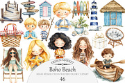 Boho Beach Clipart, an Illustration by Design Market (Thumbnail 1 of 5)