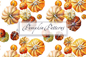 Pattern Watercolor Pumpkin