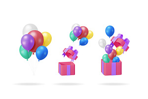 Colorful balloons in an open gift, an Object Illustration by Abscent