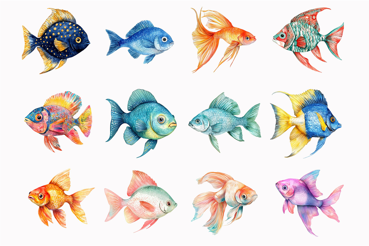 Watercolor fish clipart, an Illustration by Design Market (Photo 4 of 4)