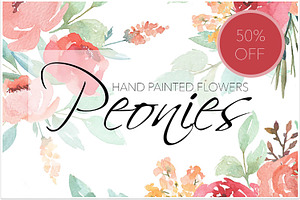 50% OFF - Watercolor Peonies