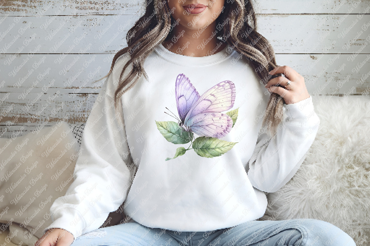 Pastel Purple Butterflies PNG, an Illustration by Watercolor design (Photo 7 of 12)