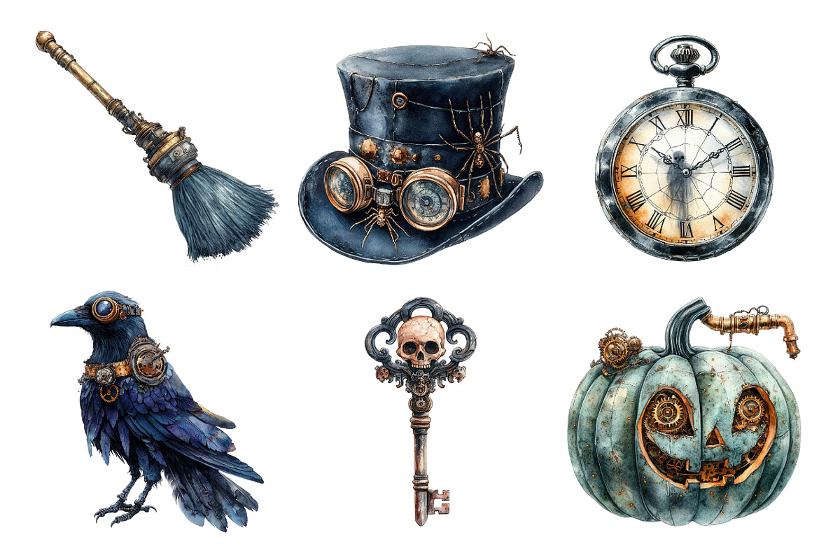 Steampunk Halloween Clipart, an Illustration by Daily.Designs (Photo 4 of 5)