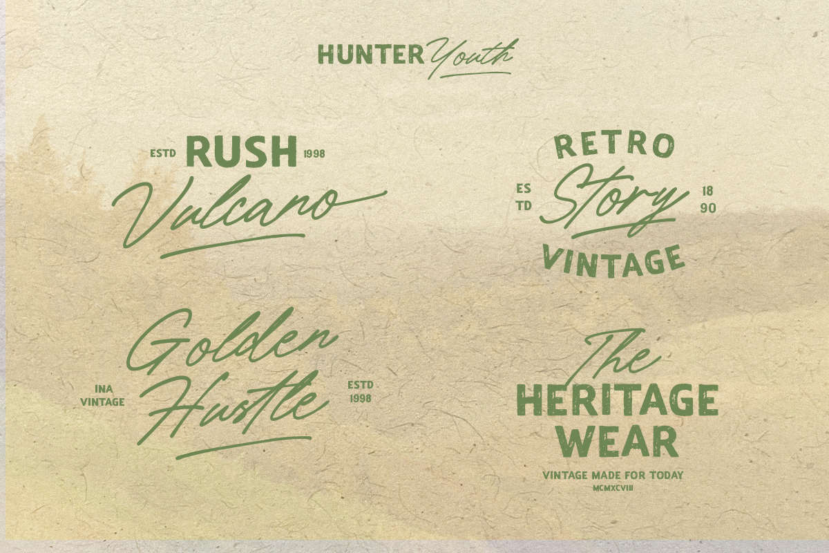 Hunter Youth - Vintage Font Duo, a Sans Serif Font by DzikrulAulia (Photo 3 of 10)