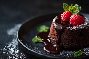 Lava cake with chocolate icing, a Food & Drink Photo by MistyDay