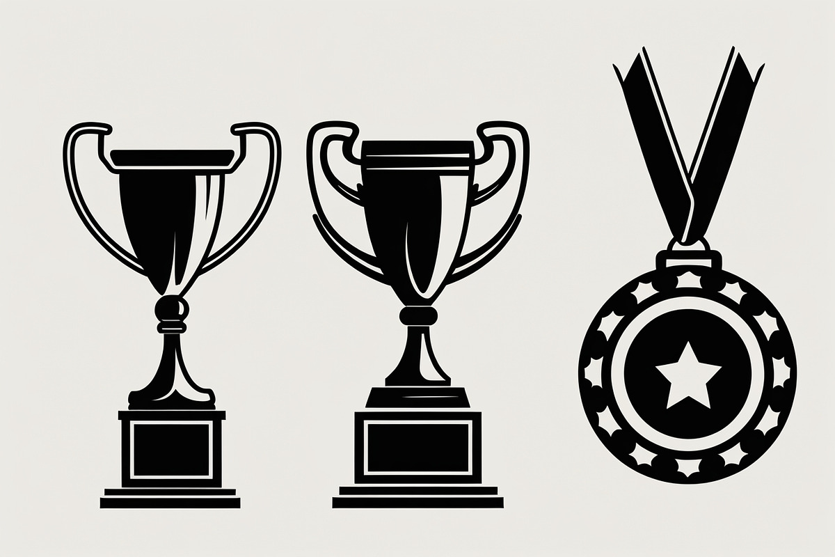 Trophy and Medal Silhouette Set, an Illustration by Gfx_Store (Photo 6 of 7)