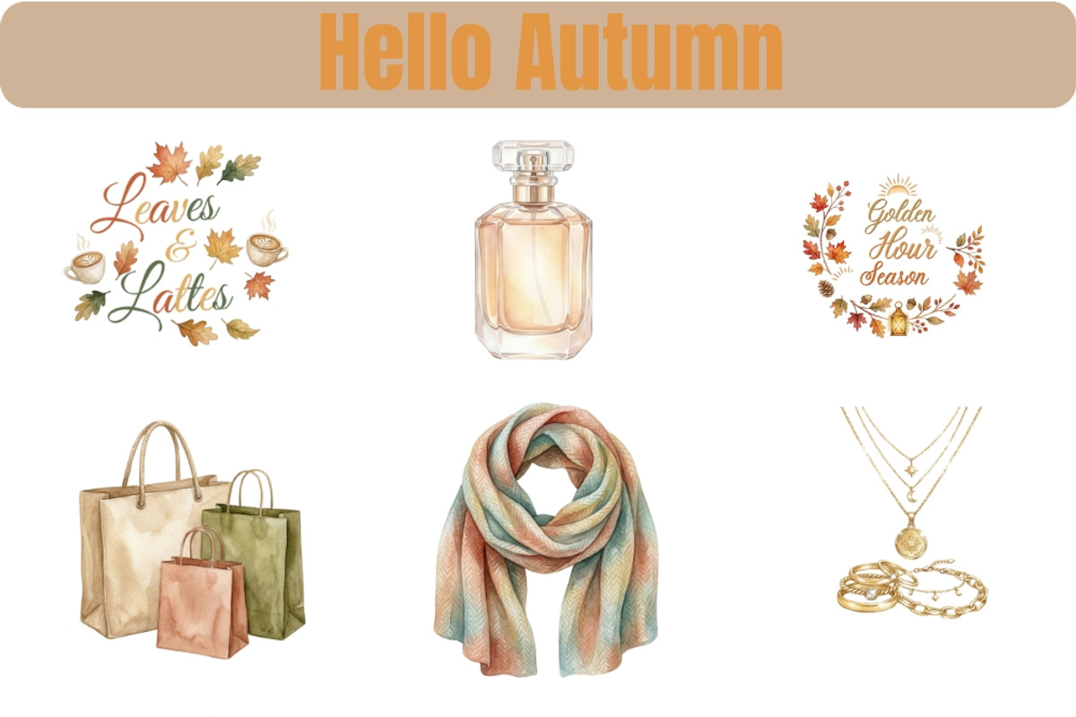Hello Autumn Watercolor Clipart, a Seasonal Illustration by Tanya Kart (Photo 13 of 17)