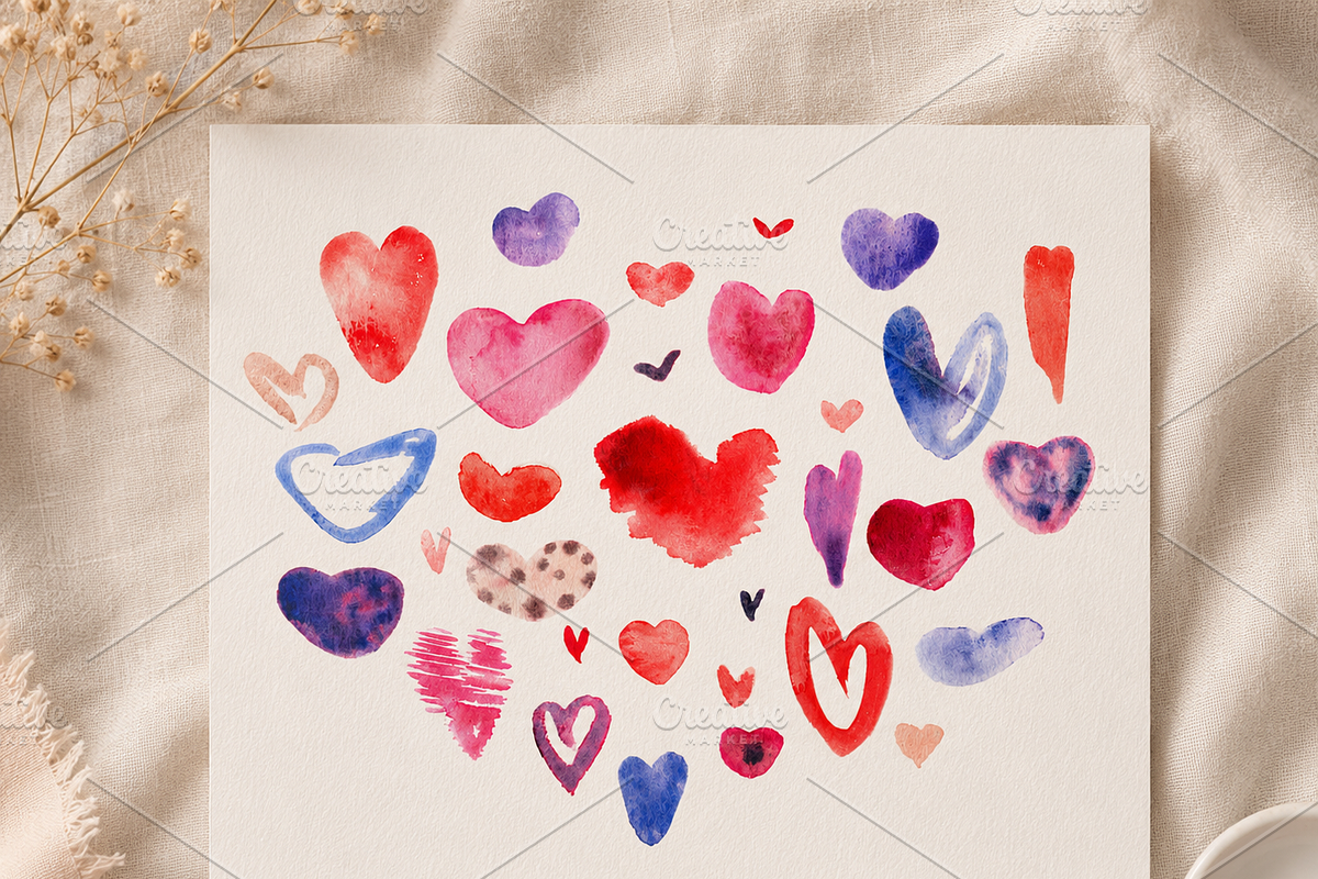32 watercolor Hearts PNG,SVG,AI, a Seasonal Illustration by ZinchArt (Photo 3 of 3)