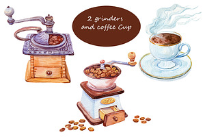 Watercolor/coffee Grinder /5 Pattern