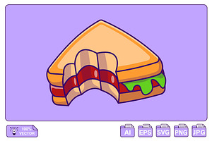 Bitten Sandwich Cartoon Vector, a Food Illustration by Artstorystudio