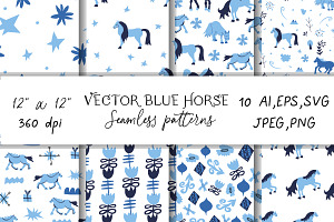 Сhristmas horse seamless pattern