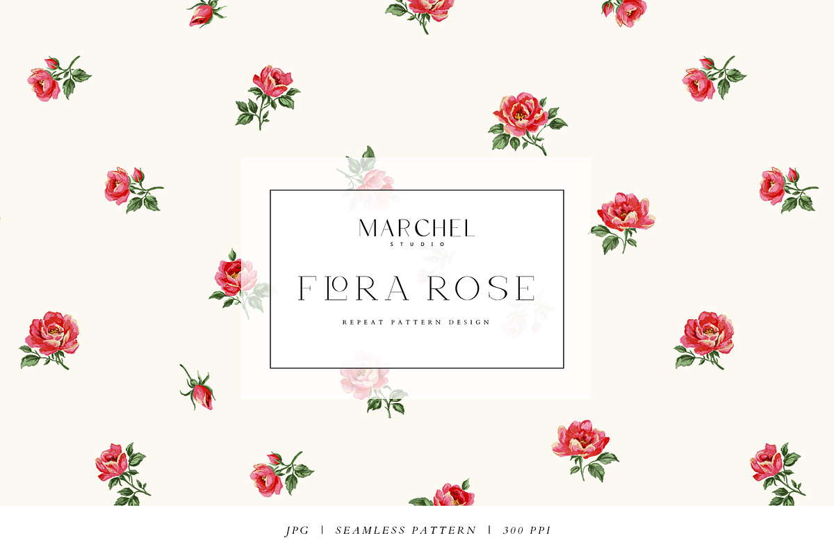 Flora Rose, Watercolor Floral Roses, a Pattern Graphic by Marchel Studio (Photo 1 of 3)