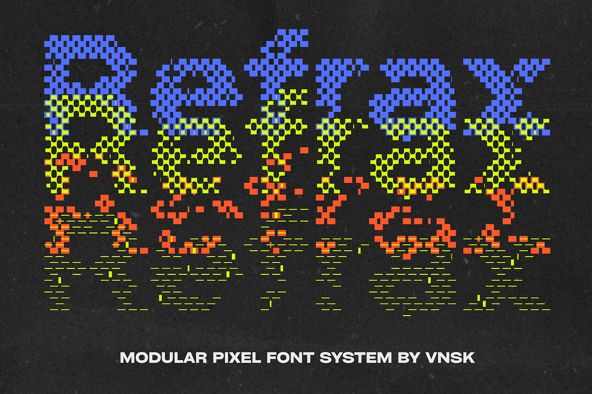 Refrax: Modular Pixel Font System, a Sans Serif Font by Anastasiia VNSK (Photo 1 of 14)