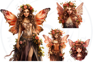 Boho Peachy Fairies PNG Clipart