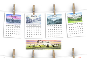 Watercolor Printable Calendar 2023