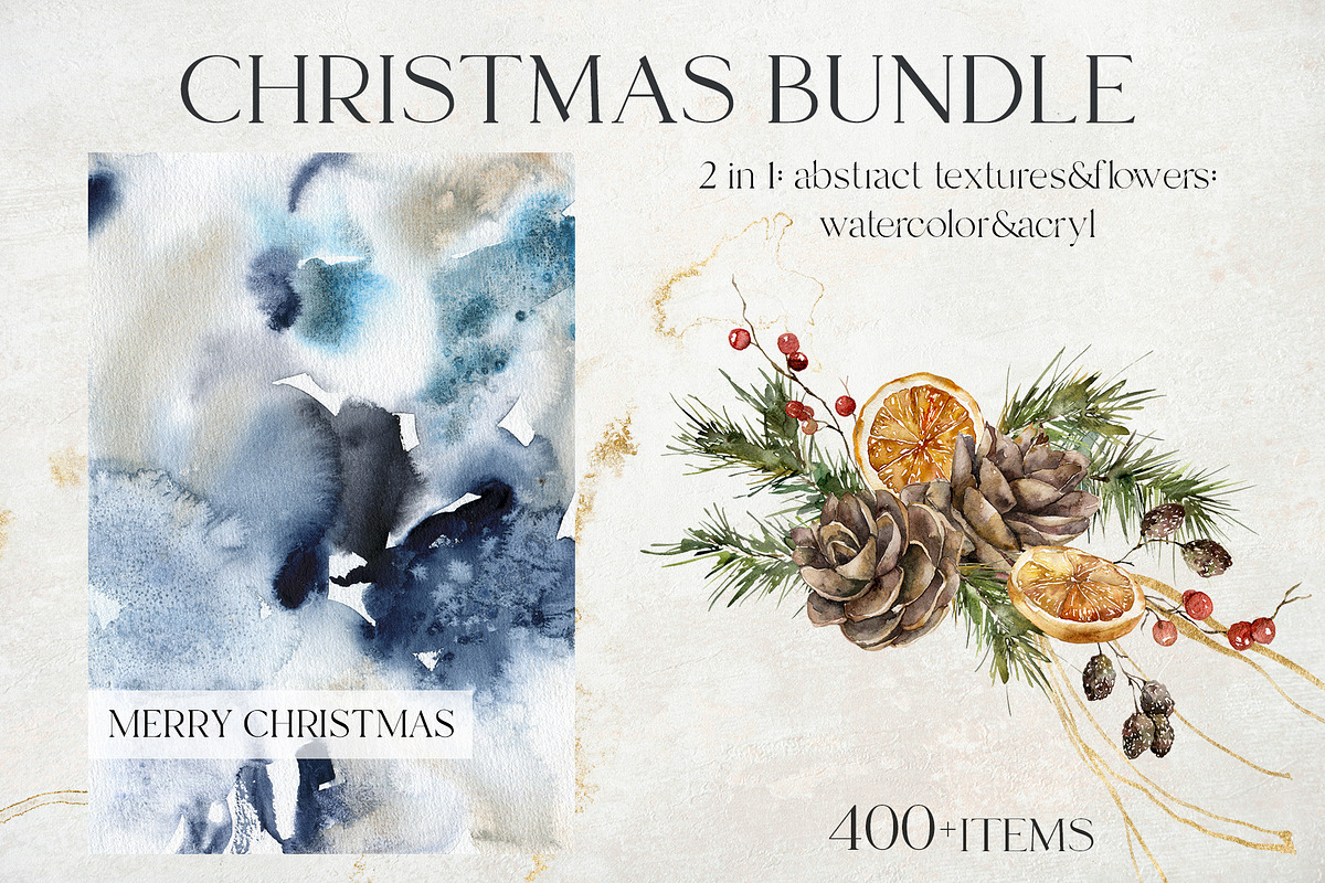 Christmas bundle: textures & flowers, a Texture Illustration by Yuliya Derbisheva (Photo 3 of 33)