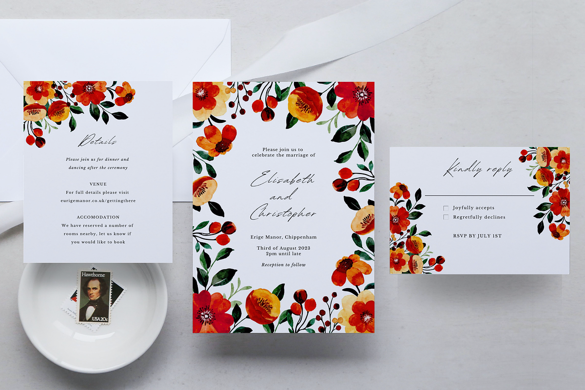 Floral Wedding Invitation Template, an Invitation Template by ForeverPrint (Photo 1 of 6)