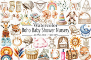 Baby Shower Clipart,Boho Nursery Cli, an Illustration by Libby Wishes (Thumbnail 1 of 6)