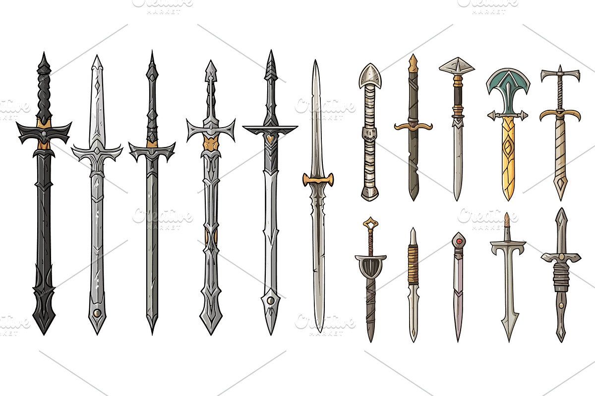 Various medieval weapons. Swords, a Graphic by LadadikArt