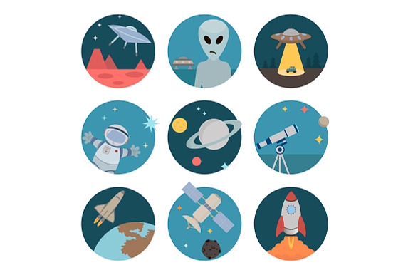 Space flat icons preview 2