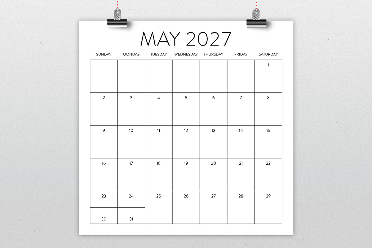 2027 Square Calendar Template, a Stationery Template by Running With Foxes (Photo 2 of 5)