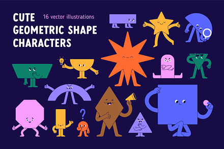 Cute geometric shape characters set, an Object Illustration by Good Studio